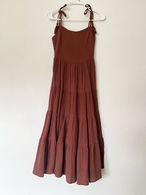 NWT Tiered Tie-Strap Maxi Dress in Deep Rust
